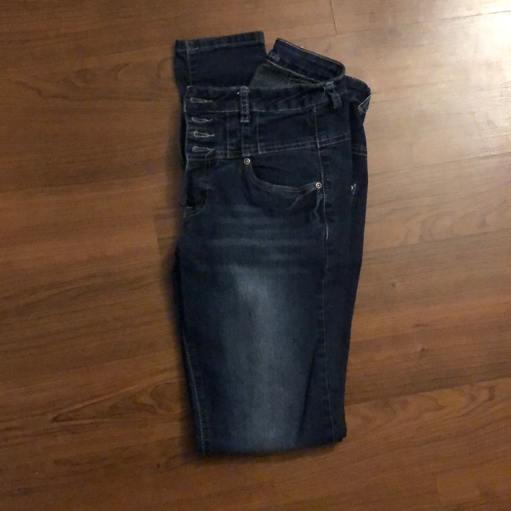 4 button with zipper ink jeans